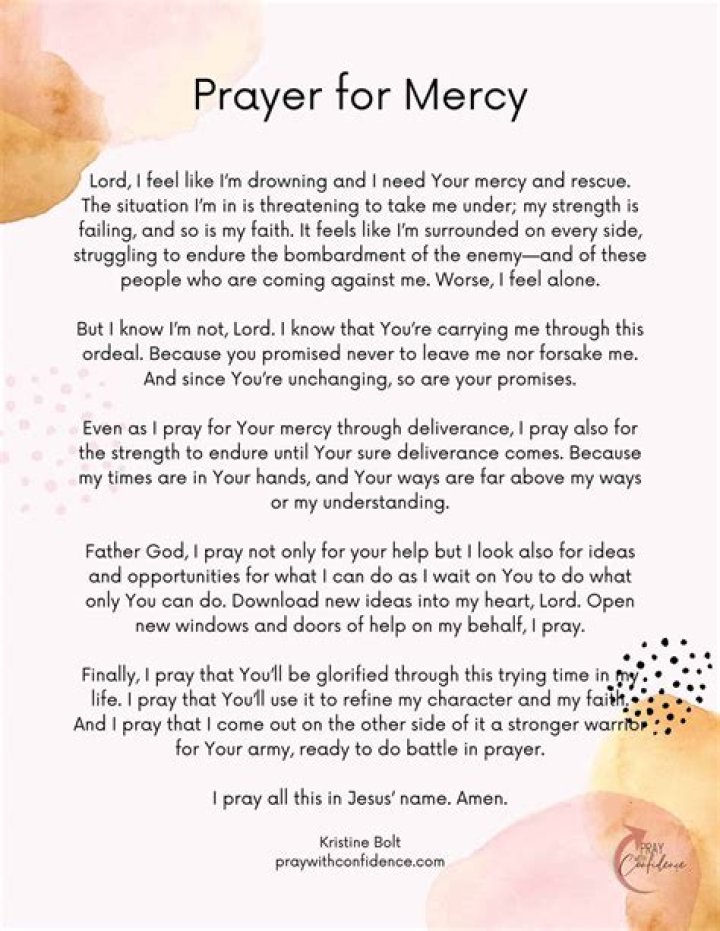 Prayer for Mercy Sample Posts